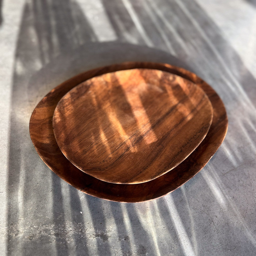 Assiette ovale en bois de teck