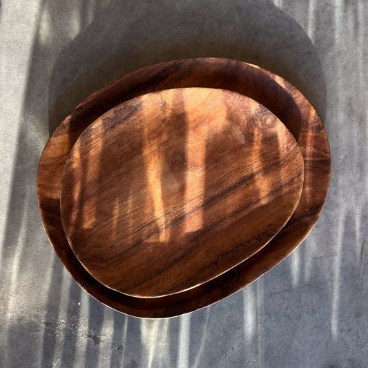 Assiette ovale en bois de teck